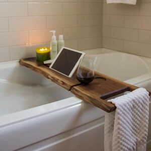 Live edge walnut bath caddy | Live Edge Solid Wood Bathtub Tray | Sustainable Wood | Bath Caddy |Bathroom Shelve | Home Decor