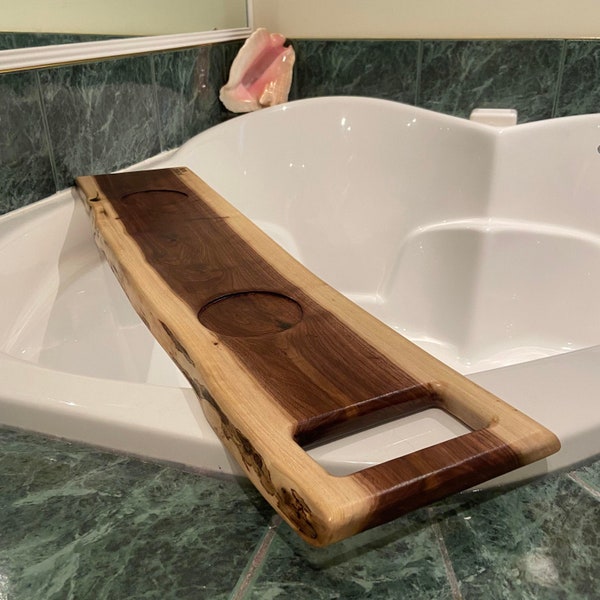 Live edge walnut bath caddy | Live Edge Solid Wood Bathtub Tray | Sustainable Wood | Bath Caddy |Bathroom Shelve | Home Decor