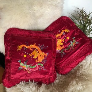 vintage Chinese cushion satin Chinese cushion cover embroidered vintage cushion cover embroidered Chinese cushion cover