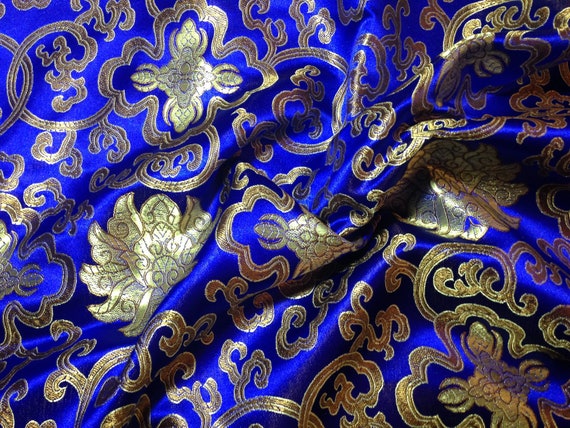 Or rouge Blossom Fleur Chinois Brocart Tissu 45/" Prix par mètre