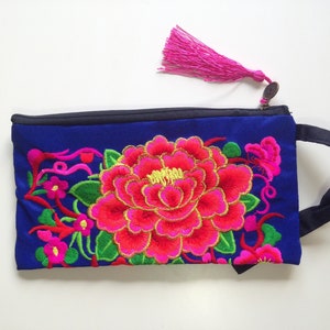 Colourful, embroidered bag for projects, gift, cosmetics or clutch .