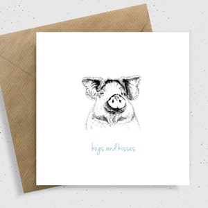 Pig card, cute Pig card, Pig gifts, Pig birthday card, Pig valentine card, Pig anniversary card, Valentine card