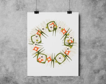 Mid-Century Modern Wreath Art Print (Digital Download)