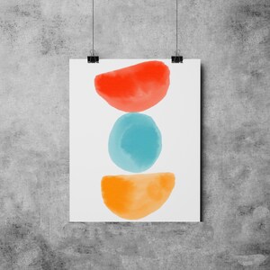 Mid Century Modern Watercolor Shapes Print (Digital Download)