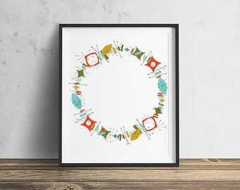 Mid-Century Modern Kranz Kunstdruck (Digitaler Download)