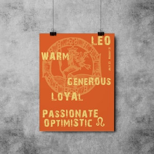 LEO Zodiac Print - Original Illustration Fine Art Quality Print 7 DOLLARS Printable Print it Yourself diy