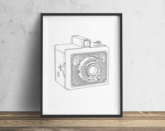 DOWNLOADABLE Vintage Super Altissa Camera Sketch Print - Original Illustration Fine Art Quality Print 4 DOLLARS Printable Print it Yourself