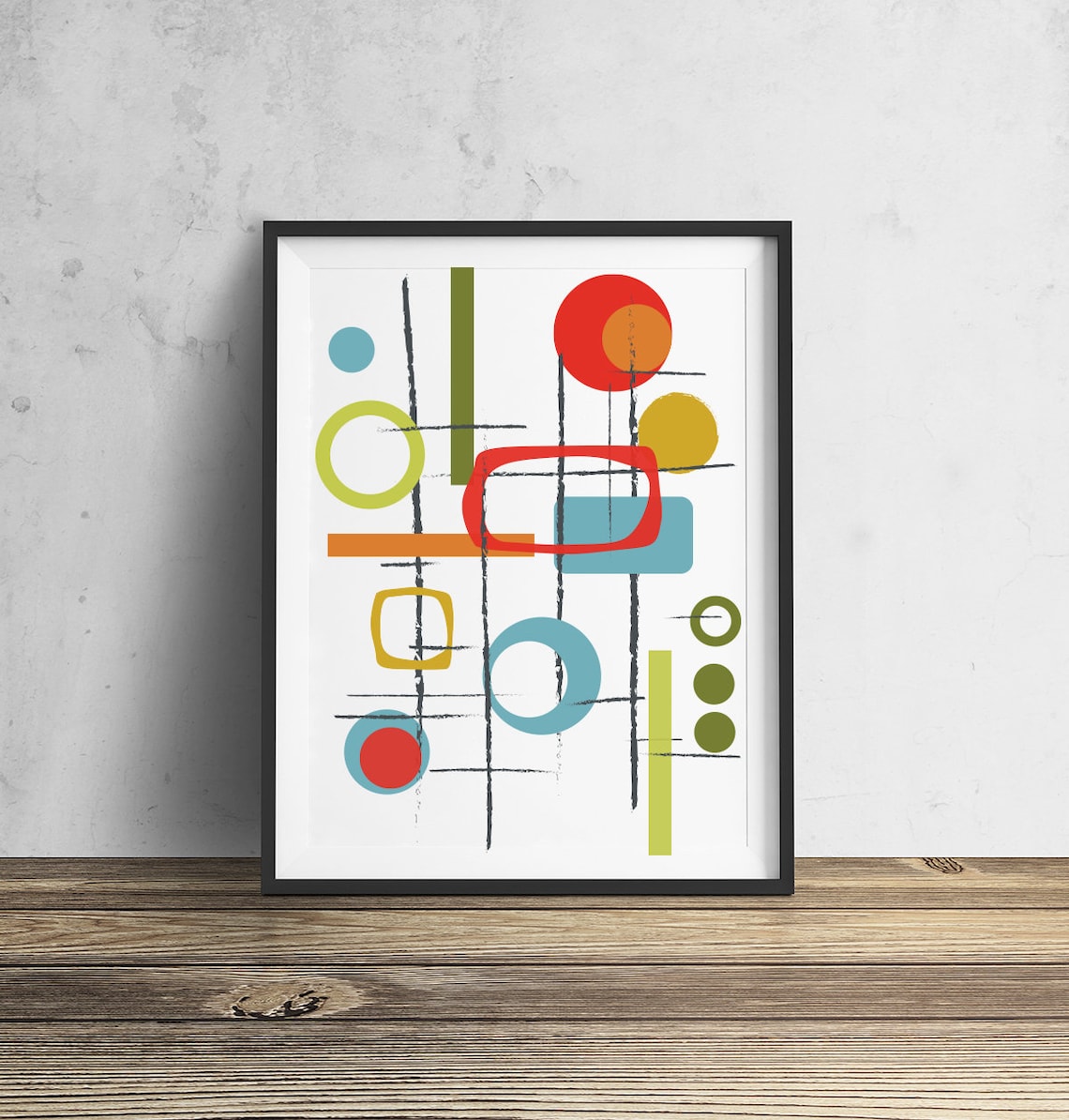 Mid Century Shapes 3 INSTANT DOWNLOAD Midcentury Modern Downloadable