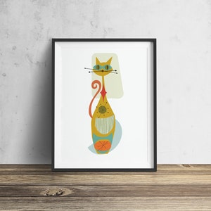 Mid-Century Modern Cat Art Print (Digital Download)