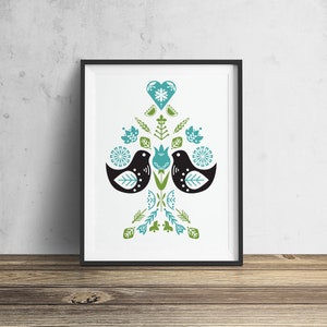 Bird Folk Art Print: Nature Illustration (Digital Download)