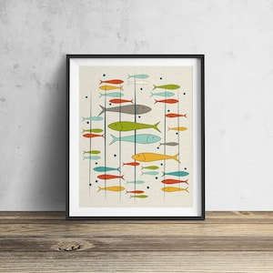 Mid-Century Modern Fish Print: Eames Era Illustration (Digital Download)