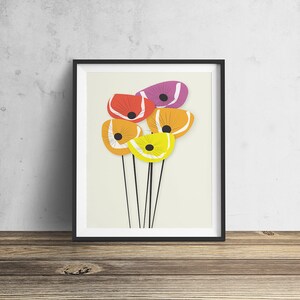 Mid-Century Modern Floral Print: Colorful Flower Illustration (Digital Download)