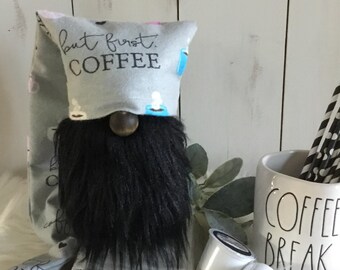 But First Coffee Gnome Hat, Farmhouse Gnome Hat, Tiered Tray Decor, Slouchy Gnome Hat, Coffee Bar Decor, Kitchen Gnome Hat, Gift for Her