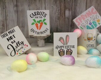 Easter Tiered Tray Decor, Mini Easter Signs, Easter Bunny Decoration, Farmhouse Spring Decor, Easter Bunny Sign, Easter Jelly Beans