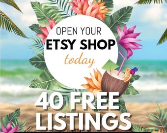 40 Free Listings On Etsy, Etsy Shop, Free Etsy Listings, Etsy Shop Credits, New Etsy Store, Join Etsy Today, How to get Free Etsy Listings