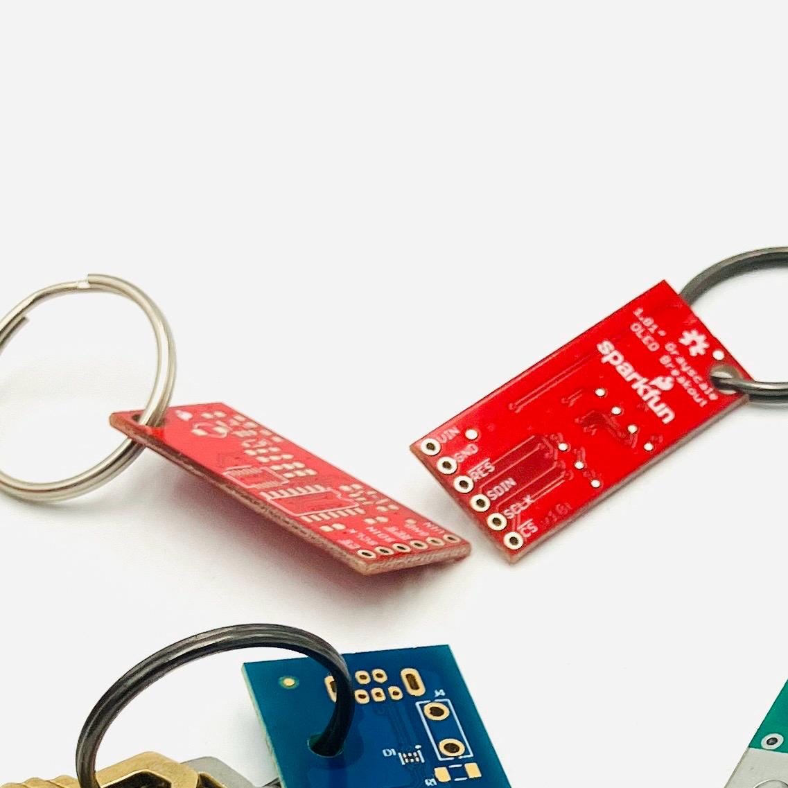 Upcycled Circuit Board Keyring Set: Two Mini Tech Keychains - Etsy