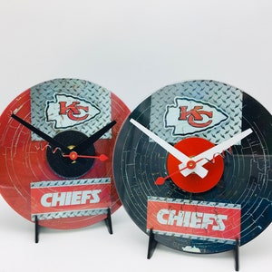 Kansas City Chiefs  UpCycled card and CD clock, wall or shelf display