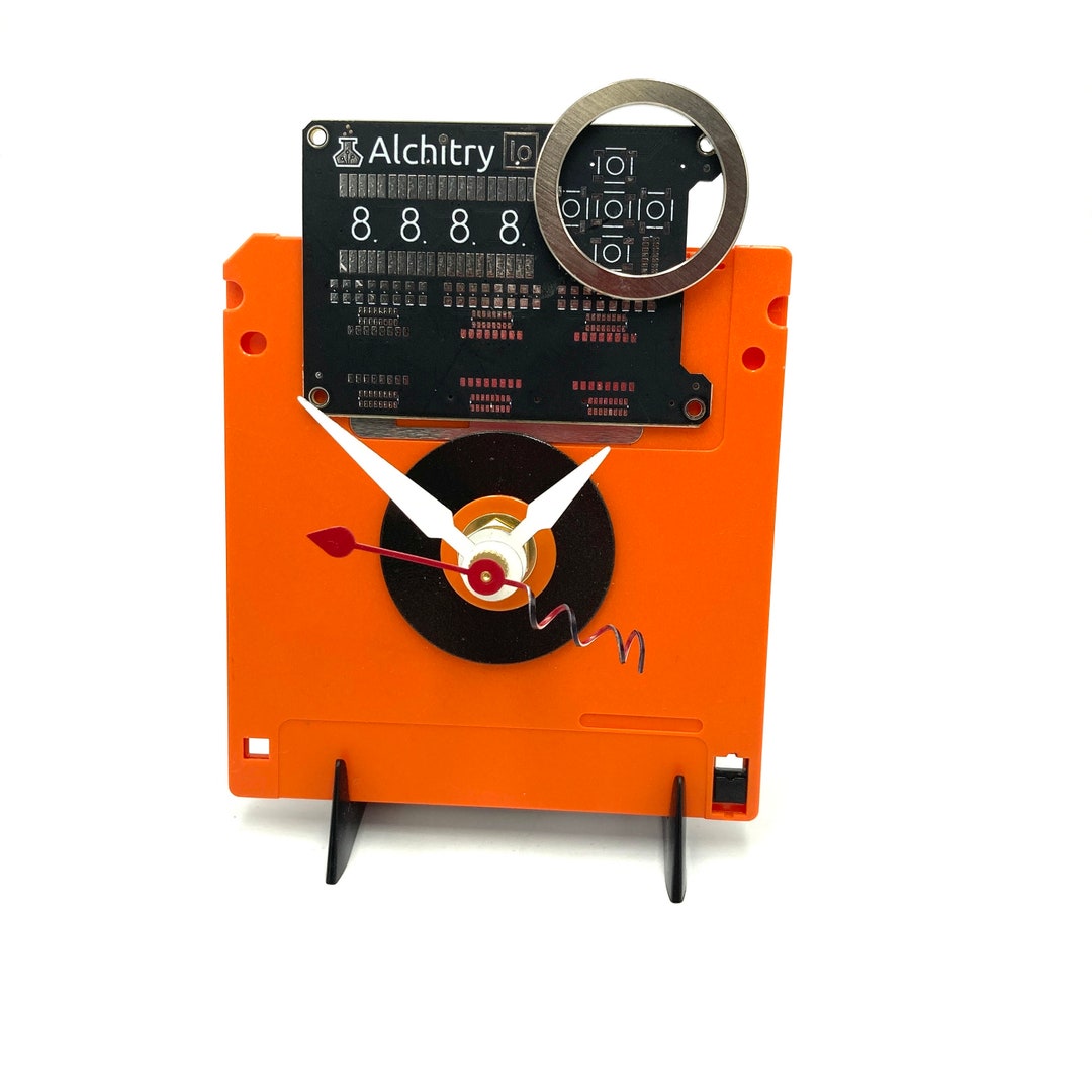 Floppy Disk Clock, With Silver Marked Circuit Board & Disk Spacer Ring