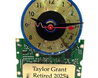 Personalized Circuit Board Clock: Upcycled Grad Gift, Tech Award, New Job, or Retirement Gift