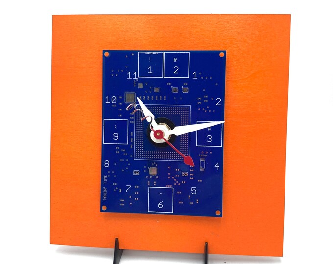 Makin' Time Circuit Board Clock Original Design on 6 Square Painted
