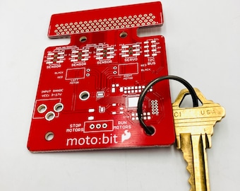 Upcycled Red Circuit Board Keyring with bonus  Vintage DoD Punch Card