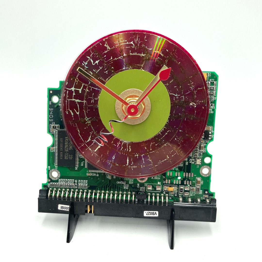 Upcycled Circuit Board Clock: Burgundy CD, Tech Office Decor - Etsy