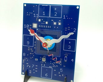Makin' Time circuit board clock-original design, wall or shelf/desk display. AA and easel stand included.