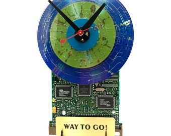 Upcycled Circuit Board CD Clock, Graduation Gift, Desktop Decor
