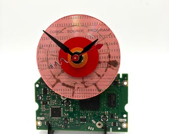 COBOL Program Vintage Punch Card Clock: Upcycled Circuit Board Art