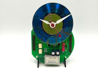 Upcycled Mini CD Clock: Fluid Circuit Board Desk Art