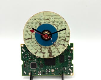 FORTRAN Punch Card Desk Clock: Upcycled Circuit Board Art