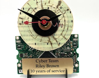 Personalized Circuit Board Clock: Upcycled Tech Award Plaque