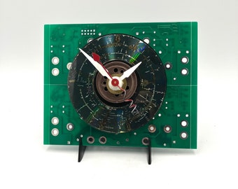Upcycled Mini CD Clock: Circuit Board Tech Art