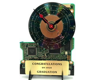 Upcycled Graduation Clock, Computer Circuit Board Art, New Grad Gift