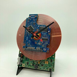Upcycled Circuit Board Clock: Blue Laptop Hard Drive on CD