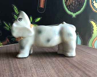 Vintage Dachshund dog planter, quirky odd vintage animal planter, dog flower pot for succulents or desk storage