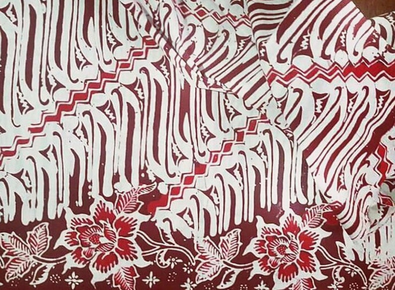2.2 yards Indonesian Hand Stamped Batik Fabric for Dress Making Wall Tapestry Traditional Wrap Bed Runner Blanket Scarf Ethnic Sarong