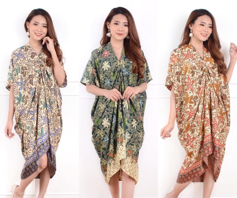 Indonesian Batik Kaftan Dress Plus Size Dress Floral Beach | Etsy