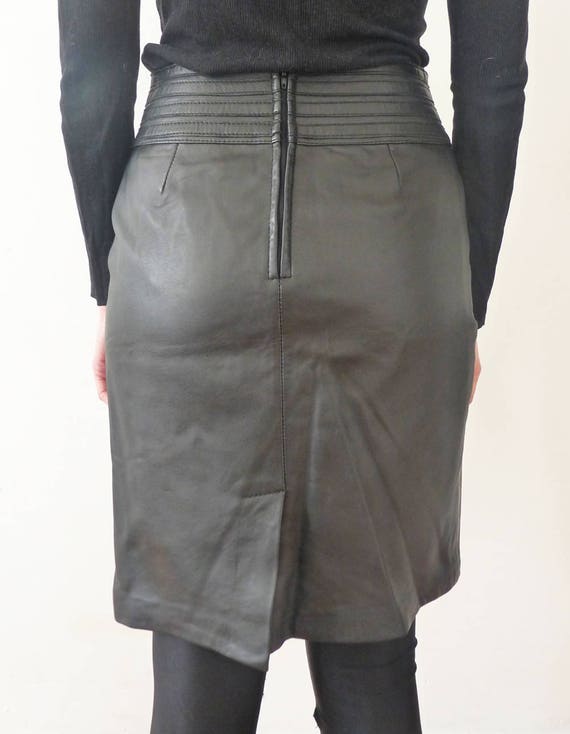 Black leather skirt, black leather pencil skirt, … - image 3