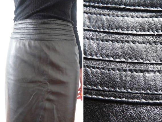 Black leather skirt, black leather pencil skirt, p