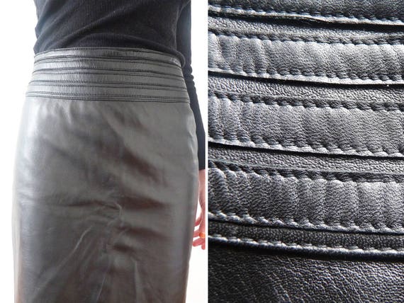 Black leather skirt, black leather pencil skirt, … - image 1