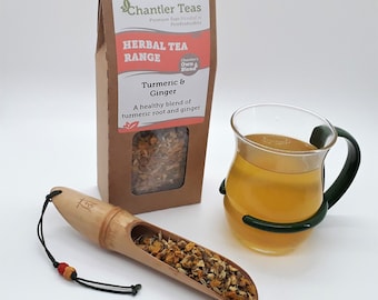 Turmeric Ginger Herbal Tea Blend: Spicy Cinnamon, Plastic-Free Box (80g)