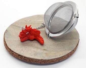 Red Dragon Tea Infuser: Handmade Polymer Clay Stainless Steel Tea Ball