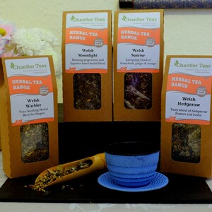 Welsh Sunrise loose leaf herbal tea, 80g Retail Box, honeybush and orange with ginger and lemongrass tea image 8