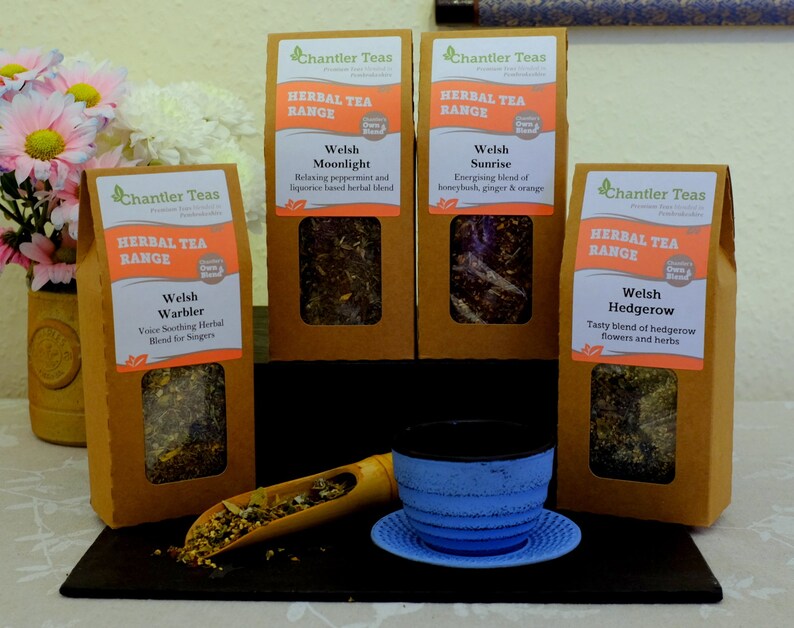 Welsh Sunrise loose leaf herbal tea, 80g Retail Box, honeybush and orange with ginger and lemongrass tea image 8