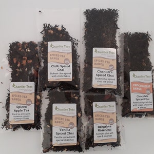 Spiced Chai Loose leaf Tea Sample Pack Selection, 6 Loose Leaf Chai Teas, Vegan Friendly and Plastic free packaging