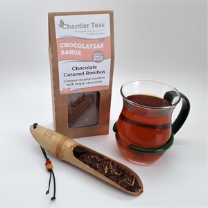 Chocolate Caramel Rooibos,  Rooibos, 80g box, vegan chocolate, chocolate caramel, Vegan tea, plastic free packaging, So Sweet Couture