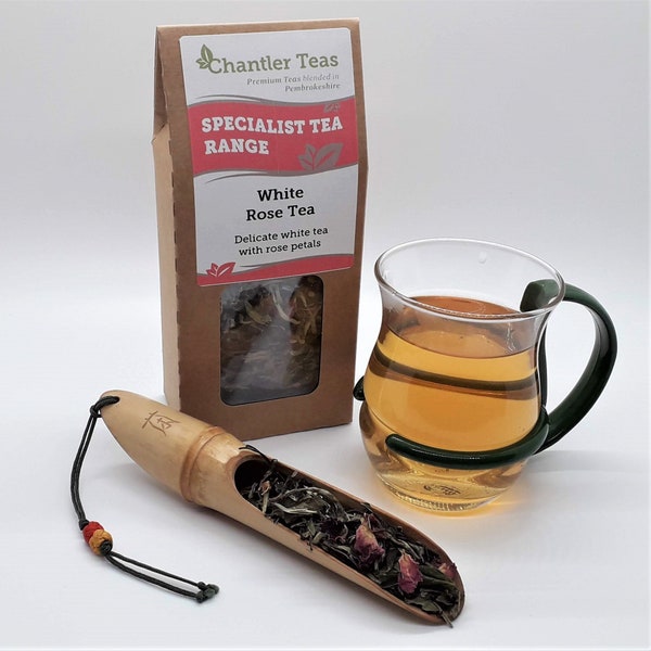 White Rose Tea Loose Leaf Tea, Pivoine blanche avec thé Rose, boîte de vente au détail de 30g