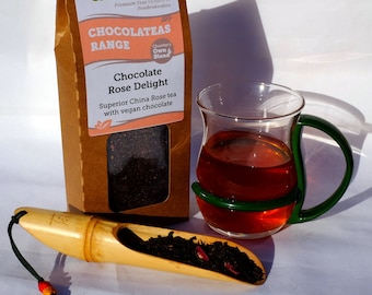 Té negro de chocolate y rosa: té vegano de hojas sueltas (80 g)