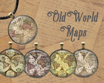 Antique Maps 1.5 inch/ 1 inch Circles